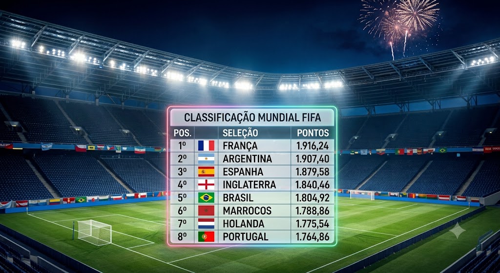 🇫🇷 França assume liderança do ranking da FIFA após goleada; Brasil sobe para a 5ª posição